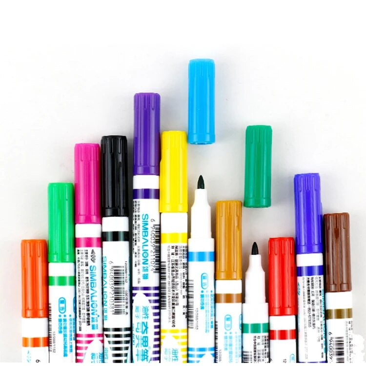 Simbalion pastāvīgais marķieris 1,0 mm spirta tintes krāsa filca pildspalva albumu marķieri balti pildspalvas melni marķieri uz jebko kancelejas piederumu