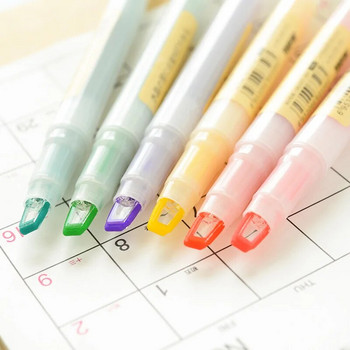 6 τμχ/Σετ Double Tip Highlighter Morandi Focus Pens highlighter παράθυρο Χρώμα μαρκαδόροι Παστέλ επισημάνσεις Ιαπωνικά χαρτικά