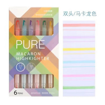 6 τμχ/Σετ Double Tip Highlighter Morandi Focus Pens highlighter παράθυρο Χρώμα μαρκαδόροι Παστέλ επισημάνσεις Ιαπωνικά χαρτικά