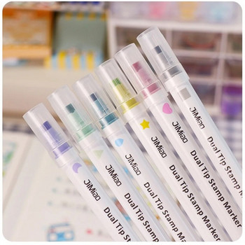 6 цветни печати Двустранни художествени маркери Направи си сам Скрапбукинг Дневник Рисуване Драскане Маркиране Канцеларски материали