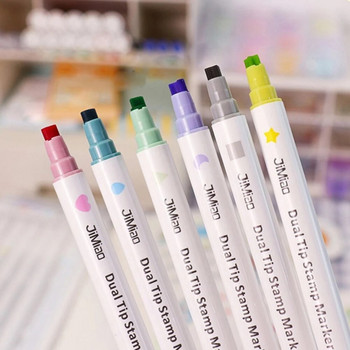 6 цветни печати Двустранни художествени маркери Направи си сам Скрапбукинг Дневник Рисуване Драскане Маркиране Канцеларски материали