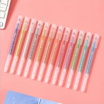 12Χρώματα/Σετ Metallic Glitter Pen Flash Marker 1,0mm Drawing Metal Pastel Highlighter Art Marker Journal DIY School Stationery