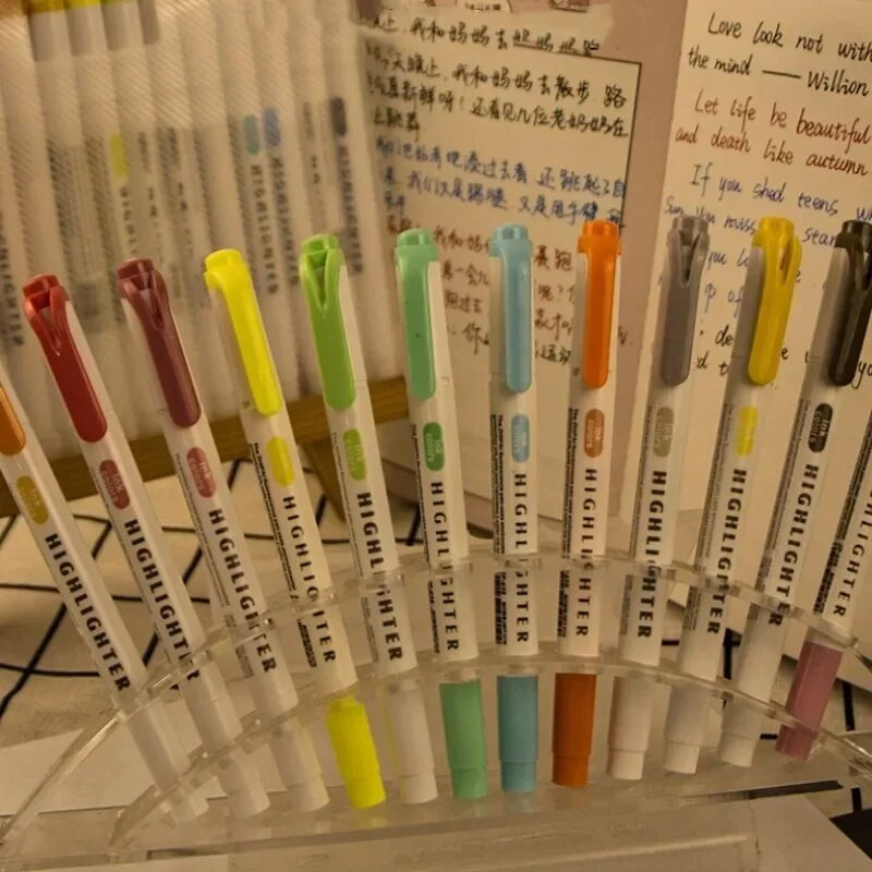 5 krāsu/kaste ar divgalvu marķiera pildspalvu komplekts Fluorescējoša zīmēšanas marķieri Marķieri Pildspalvas Māksla Japāņu japāņu, pasteļtoņu rakstāmpiederumi