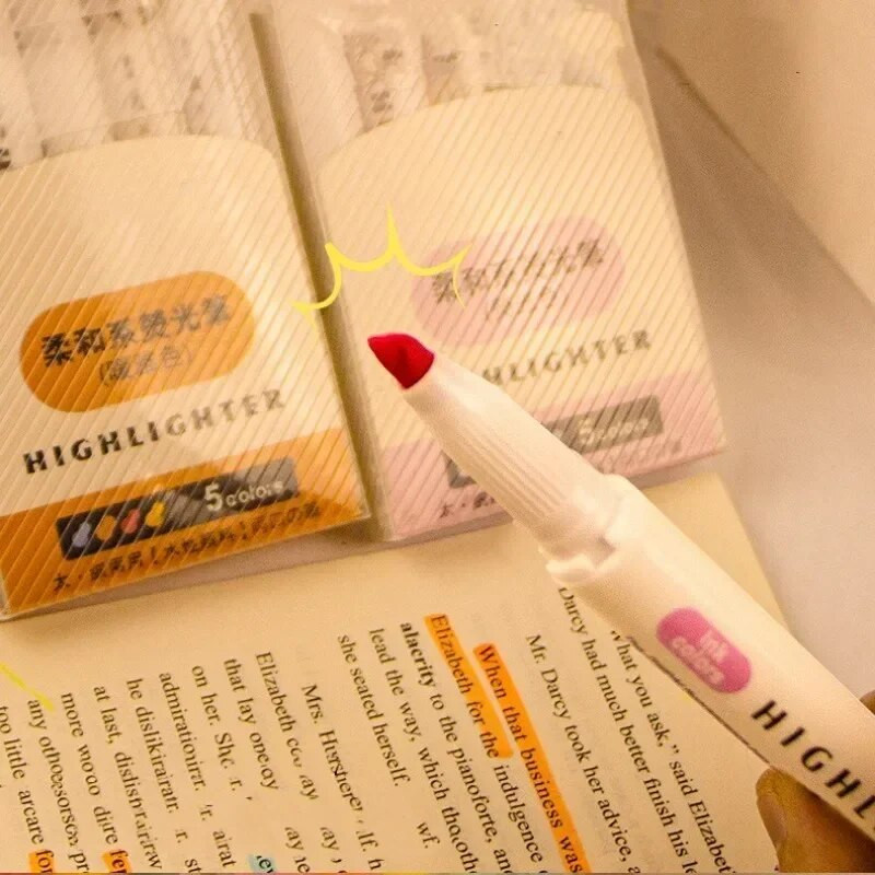 5 krāsu/kaste ar divgalvu marķiera pildspalvu komplekts Fluorescējoša zīmēšanas marķieri Marķieri Pildspalvas Māksla Japāņu japāņu, pasteļtoņu rakstāmpiederumi