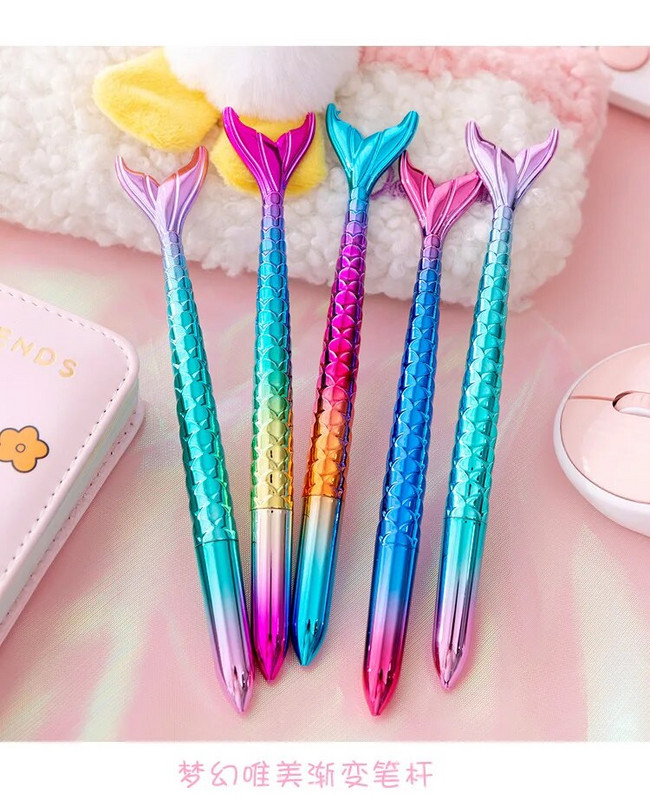 1Gb Fishtail Pen Mermaid Gel Pens Gradient Krāsainas Skaistas Zivju astes Dāvanu Pildspalvas Kancelejas Karikatūras Gēla Pildspalvas