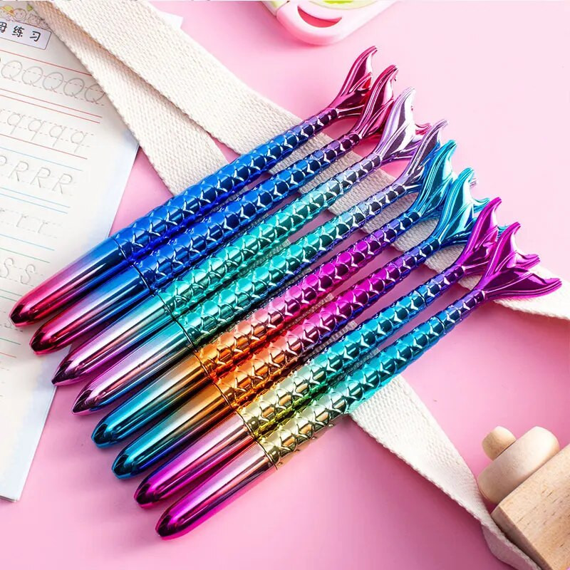 1Gb Fishtail Pen Mermaid Gel Pens Gradient Krāsainas Skaistas Zivju astes Dāvanu Pildspalvas Kancelejas Karikatūras Gēla Pildspalvas