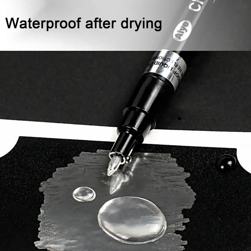 Metāla hroma marķiera pildspalva ūdensnecaurlaidīga modeļa krāsošanas marķējums, DIY mākslas projekti, atstarojoša pastāvīga metāla spoguļa šķidrā krāsas pildspalva