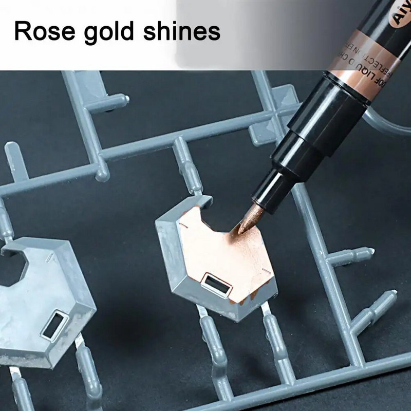 Metāla hroma marķiera pildspalva ūdensnecaurlaidīga modeļa krāsošanas marķējums, DIY mākslas projekti, atstarojoša pastāvīga metāla spoguļa šķidrā krāsas pildspalva