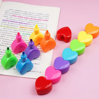 6 έγχρωμα μαρκαδόροι Kawaii Love Heart highlighters DIY Scrapbooking Planner Διακοσμήσεις περιοδικών Χαριτωμένα σχολικά είδη