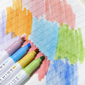 4 бр./компл. Ins Сладки лъскави хайлайтери Химикалки Kawaii Цветни маркери Инструмент за рисуване Корейски канцеларски материали за училищен офис Детски подарък