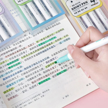 4 бр./компл. Ins Сладки лъскави хайлайтери Химикалки Kawaii Цветни маркери Инструмент за рисуване Корейски канцеларски материали за училищен офис Детски подарък