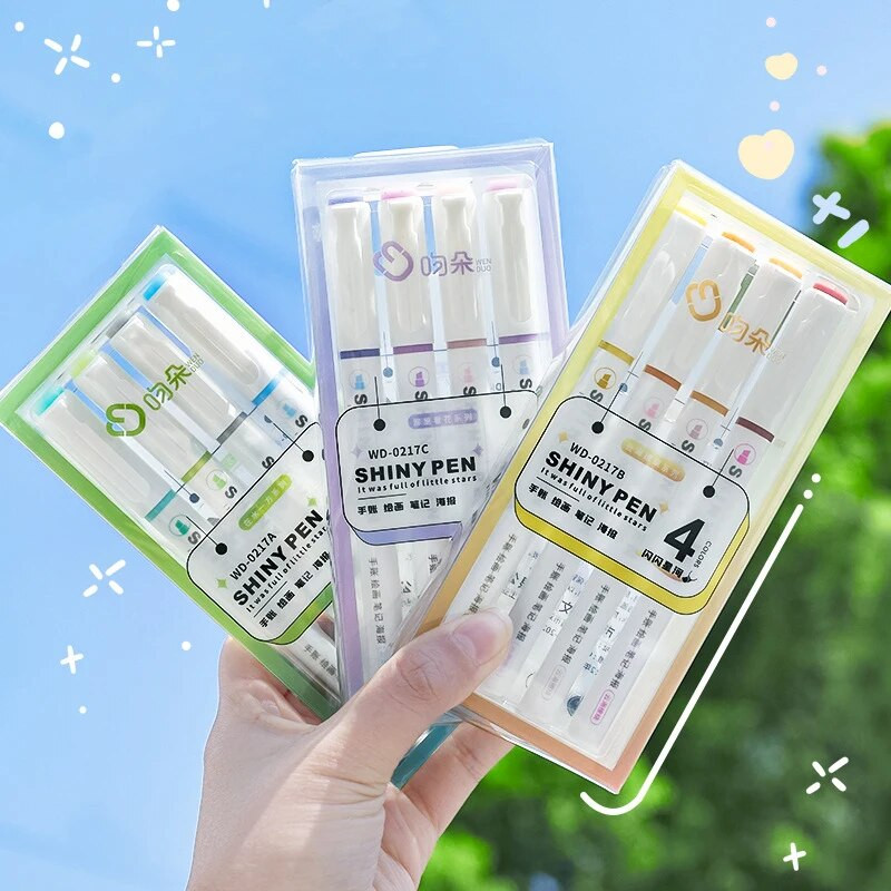 4gab./komplektā Ieliktņi Jauki spīdīgi marķieri Pildspalvas Kawaii Krāsainas Marķieri Pildspalvas Glezniecības rīks Korejiešu rakstāmpiederumi skolas biroja dāvanai bērniem