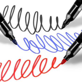 10 бр./лот перманентен водоустойчив маркер със средна точка 1,5 мм черен, син и червен маркер с мастило за художествени консумативи, писалка за канцеларски материали