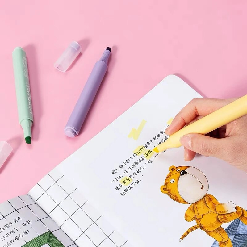 Haile 8Pc Macaron Series Highlighter Art Markers Pastel Fluorescent Pens Graffiti School Drawing School Stationary αναλώσιμα