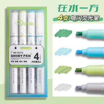 4 bucăți/set drăguț sclipici pastel evidențiator stilou fluorescent pictură colorată graffiti pixuri strălucitoare markere rechizite școlare de birou