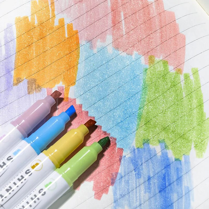 4 bucăți/set drăguț sclipici pastel evidențiator stilou fluorescent pictură colorată graffiti pixuri strălucitoare markere rechizite școlare de birou