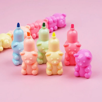 Μαρκαδόρο 6 χρωμάτων Cute Bear highlighters Φθορίζον μαρκαδόρο Παιδικά δώρα Χαριτωμένα κορεάτικα επιστολόχαρτα Σχολικά είδη γραφής