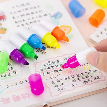 6 τεμ/συσκευασία Creative Pill Shape Mini Colorful Candy Color Highlighters Διαφημιστικοί μαρκαδόροι Δώρο χαρτικά Χρώμα στυλό