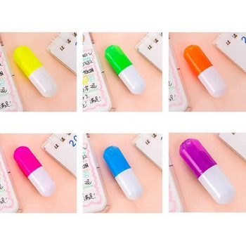 6 τεμ/συσκευασία Creative Pill Shape Mini Colorful Candy Color Highlighters Διαφημιστικοί μαρκαδόροι Δώρο χαρτικά Χρώμα στυλό