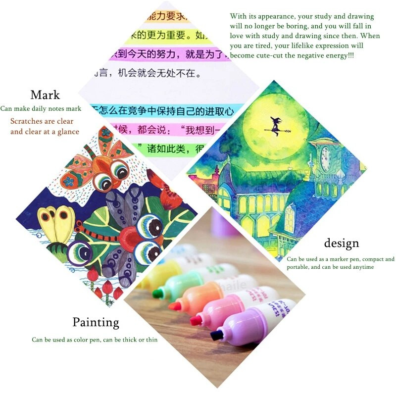 Haile 6 tk Kawaii minipillid esiletõstja pliiats armas naljakas naeratav nägu fluorestseeruv marker pliiats kooli kontorikunst kirjatarvete tarvik