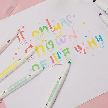 6 бр./компл. Комплект маркиращи маркери с двойна глава Candy Color Dots Комплект маркировки за бележки за изящно изкуство Комплект флуоресцентни писалки