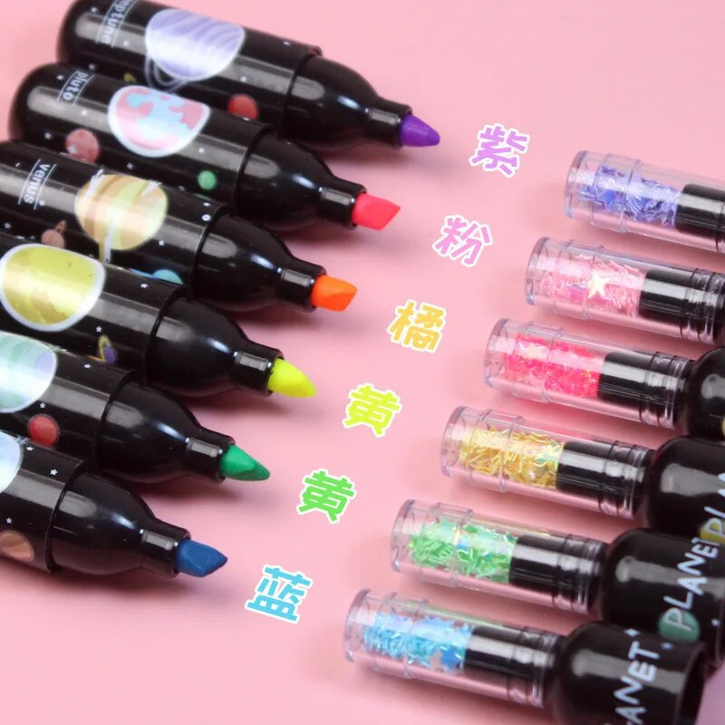 6 buc/set sticle de vin Styling Planet Highlighter Papetarie Marker Pen Scriere Pictură Doodle Pen Pixuri fluorescente multicolore