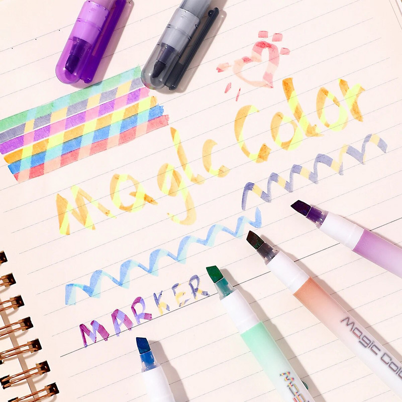 12 krāsu dzēšamas krāsu maiņas pildspalvas, dzēšamās pildspalvas, kaltu uzgaļa marķieris, dzēšams marķieris, studentu zīmējums, piezīmes, mar