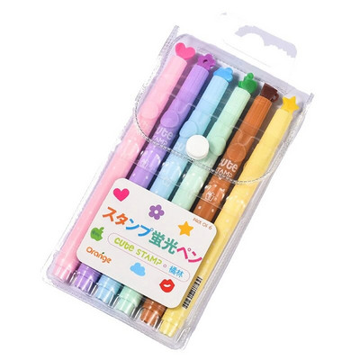 6Gb/komplekts Cute Candy Krāsu marķieri Pildspalvu tintes Radošs Marķieris Zīmogs Fluorescējošās pildspalvas Skolas Biroja piederumi Kancelejas preces