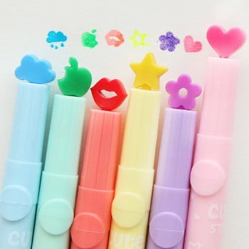 Χαριτωμένα Candy Color Highlighters Στυλό Μελάνες Creative Marker Stamp Στυλό φθορισμού Σχολικά είδη γραφείου Δώρο γραφικής ύλης για φοιτητές