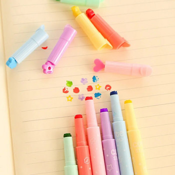 Χαριτωμένα Candy Color Highlighters Στυλό Μελάνες Creative Marker Stamp Στυλό φθορισμού Σχολικά είδη γραφείου Δώρο γραφικής ύλης για φοιτητές