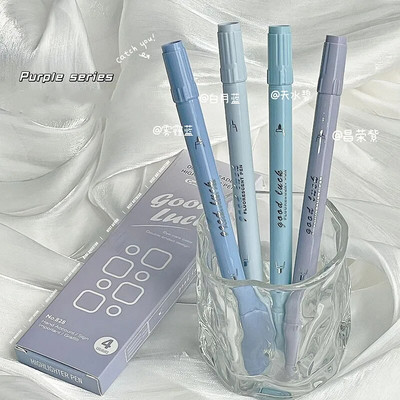 4 kom/set Jednostavan obojeni marker Modni gradijent jednobojni pisaći marker marker dvostruka glava spomenar šarena olovka učenik