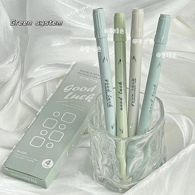 4 kom/set Jednostavan obojeni marker Modni gradijent jednobojni pisaći marker marker dvostruka glava spomenar šarena olovka učenik