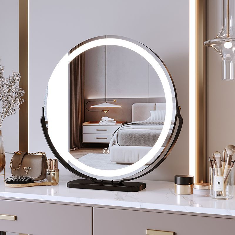 Table mirror with LED lighting
