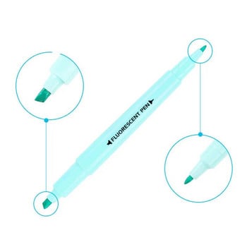 6 бр./компл. Химикалки с маркиращи четки Флуоресцентни химикалки за рисуване Хайлайтери с две глави Използване на химикалки Пастелни канцеларски материали