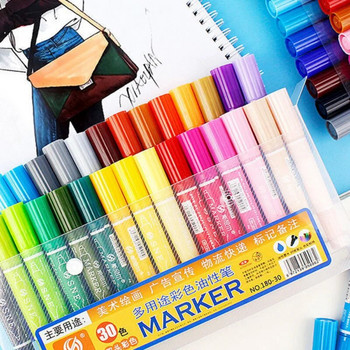 Двустранни маркери на маслена основа Цветни перманентни маркери Инструменти за рисуване за деца Рисуване на графити Художествени принадлежности Kawaii Канцеларски материали