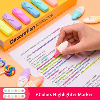6 τμχ/παρτίδα Κάψουλες Highlighter Vitamin Pill Highlight Marker Color Pens Stationery Office School Base For Markers Stationery