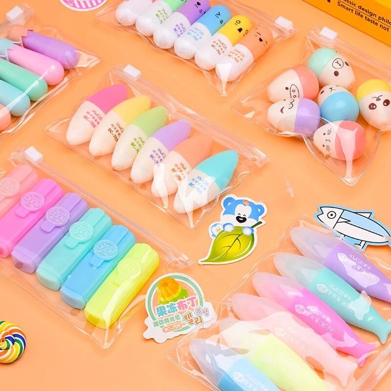 6 τμχ/παρτίδα Κάψουλες Highlighter Vitamin Pill Highlight Marker Color Pens Stationery Office School Base For Markers Stationery