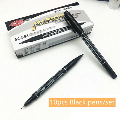 10 gab/partija Divpusējs rakstīšanas marķieris Eļļas pamatne pastāvīgā CD metāla stiklam Kancelejas preces biroja piederumi Skolas piederumi A6875