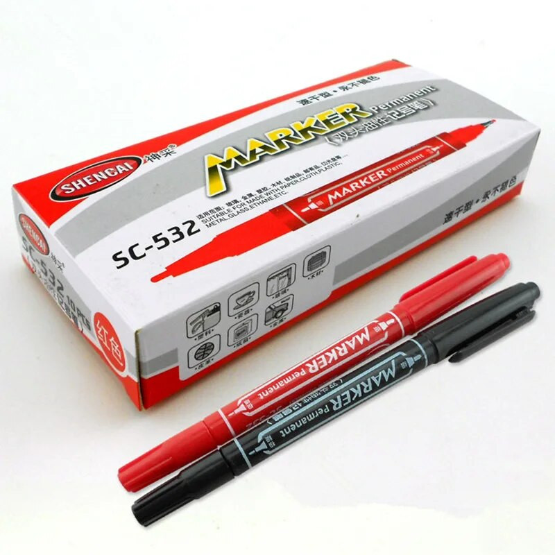 10 gab/partija Divpusējs rakstīšanas marķieris Eļļas pamatne pastāvīgā CD metāla stiklam Kancelejas preces biroja piederumi Skolas piederumi A6875