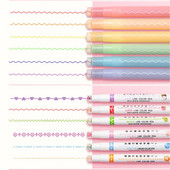 3/6 vnt Curve Line paryškinimo rašiklis Daugiaspalvis volelis antgalio bangos linijos formos žymeklis Highlighter Liner School Naujovės raštinės reikmenys