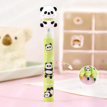 4 τμχ/παρτίδα Lovely Panda 3 Layer Splicing Highlighters Art Markers Diy Drawing Paint Έγχρωμο Σχολικό Μαρκαδόρο Γραφείου Επιστολόχαρτο