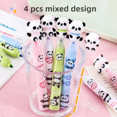 4 gab. / partija Lovely Panda 3 slāņu savienošanas marķieri mākslas marķieri zīmēšanas krāsa krāsaina skolas biroja marķieris rakstāmpiederumi