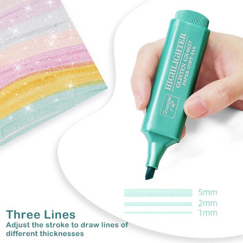 8 χρώματα Metallic Highlighter Super Flash Fluorescent Pen Metallic Glitter Markers highlighter Note Takeing Journaling Supplies