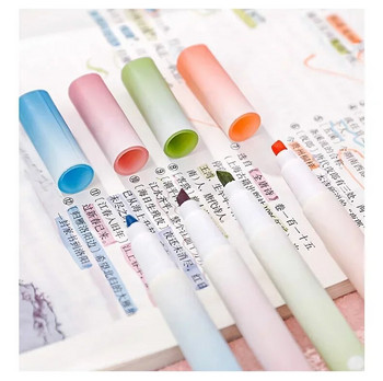 4 бр./компл. Kawaii Highlighter Pen Gradient Morandi Marker Marker Art Marker Graffiti Fluorescent Pen Училищни офис консумативи