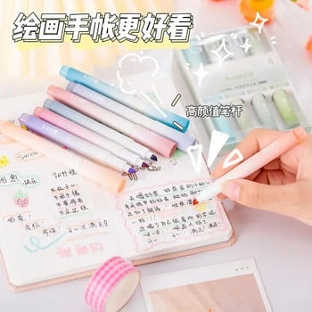 4 бр./компл. Kawaii Highlighter Pen Gradient Morandi Marker Marker Art Marker Graffiti Fluorescent Pen Училищни офис консумативи