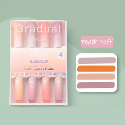 4 gab./komplektā Kawaii Highlighter Pen Gradient Morandi Highlighter Marķieris Art Marķieris Grafiti Fluorescent Pen School Biroja piederumi