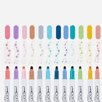 6 τμχ/Σετ Ανοιχτόχρωμο Dot Highlighter Σετ στυλό Dual Tip Fine Liner & Dots Spot Marker για Σχέδιο Ζωγραφική Σχολικά είδη