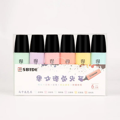 Candy krāsu marķieris Kawaii Macaron lielas ietilpības krāsu marķieris marķieris grafiti zīmēšanas pildspalva studentu kancelejas preces 6 gab/komplektā
