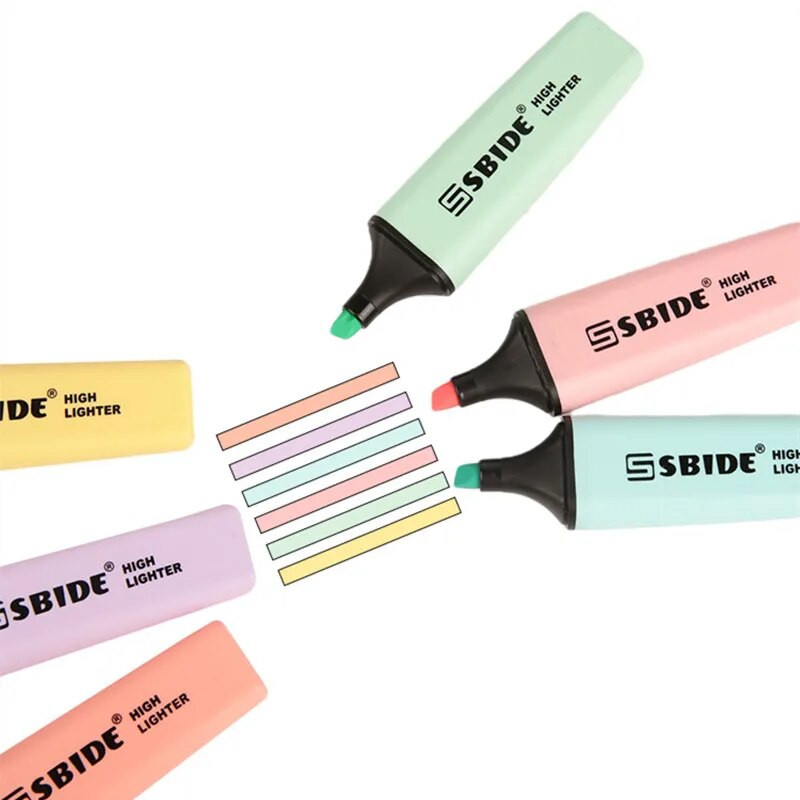 Candy krāsu marķieris Kawaii Macaron lielas ietilpības krāsu marķieris marķieris grafiti zīmēšanas pildspalva studentu kancelejas preces 6 gab/komplektā