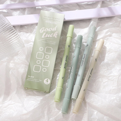 JIANWU 4 τεμάχια/σετ Απλή ομαλή γραφή με μαρκαδόρο Gradient Σετ highlighter διπλού άκρου Creative DIY Μαθητικές προμήθειες Χαρτικά